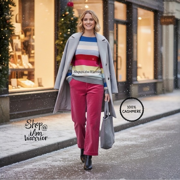 Revolve/Shopbop rainbow striped 100% cashmere crewneck sweater *shop@iamwarrior - Picture 1 of 14
